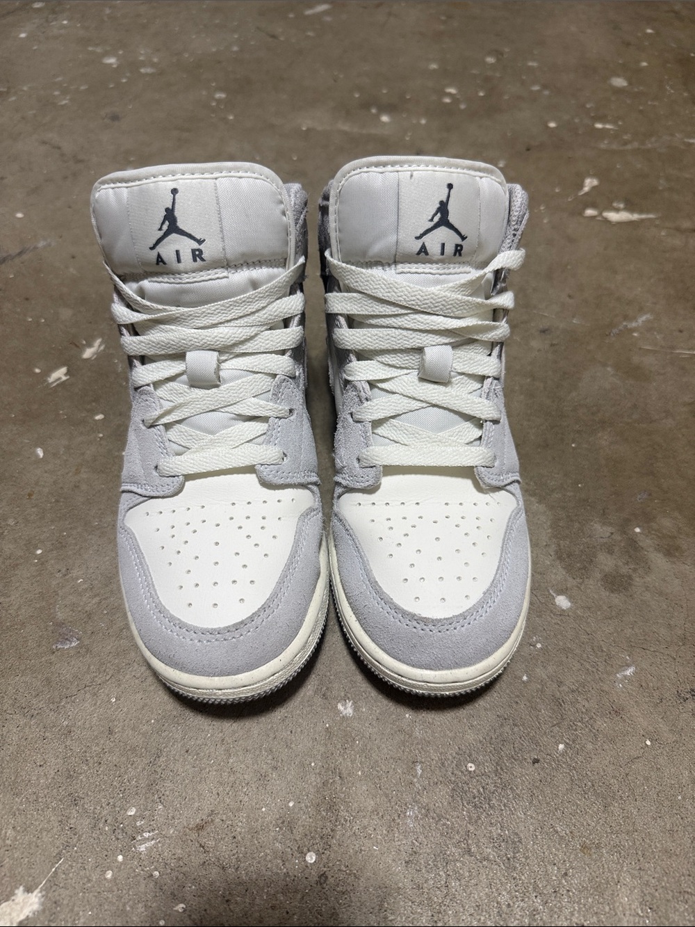 Nike Kids Air Jordan High-Top Sneakers in White and Light Gray